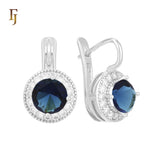 Elegant Halo CZ Russian Lock Earrings – Gold Plated Round Drop | Sparkling Non-Tarnish Jewelry by FJ