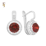 Elegant Halo CZ Russian Lock Earrings – Gold Plated Round Drop | Sparkling Non-Tarnish Jewelry by FJ