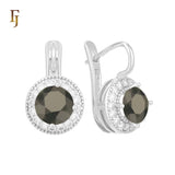 Elegant Halo CZ Russian Lock Earrings – Gold Plated Round Drop | Sparkling Non-Tarnish Jewelry by FJ