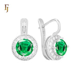 Elegant Halo CZ Russian Lock Earrings – Gold Plated Round Drop | Sparkling Non-Tarnish Jewelry by FJ