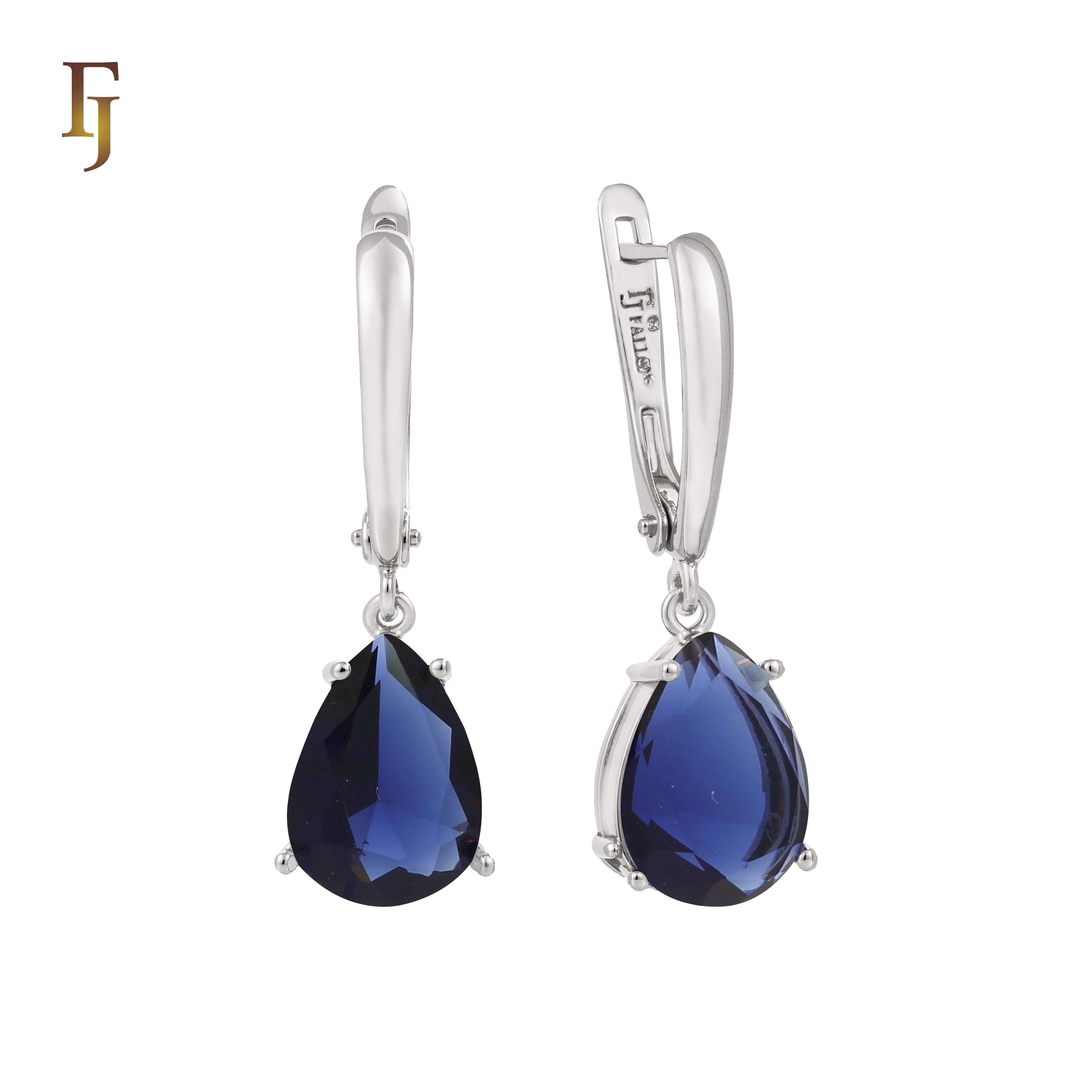 Teardrop Garnet-Red Russian Lock Earrings – Classic Drop Earrings in Gold Finish – FJ Jewelry