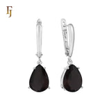 Teardrop Garnet-Red Russian Lock Earrings – Classic Drop Earrings in Gold Finish – FJ Jewelry