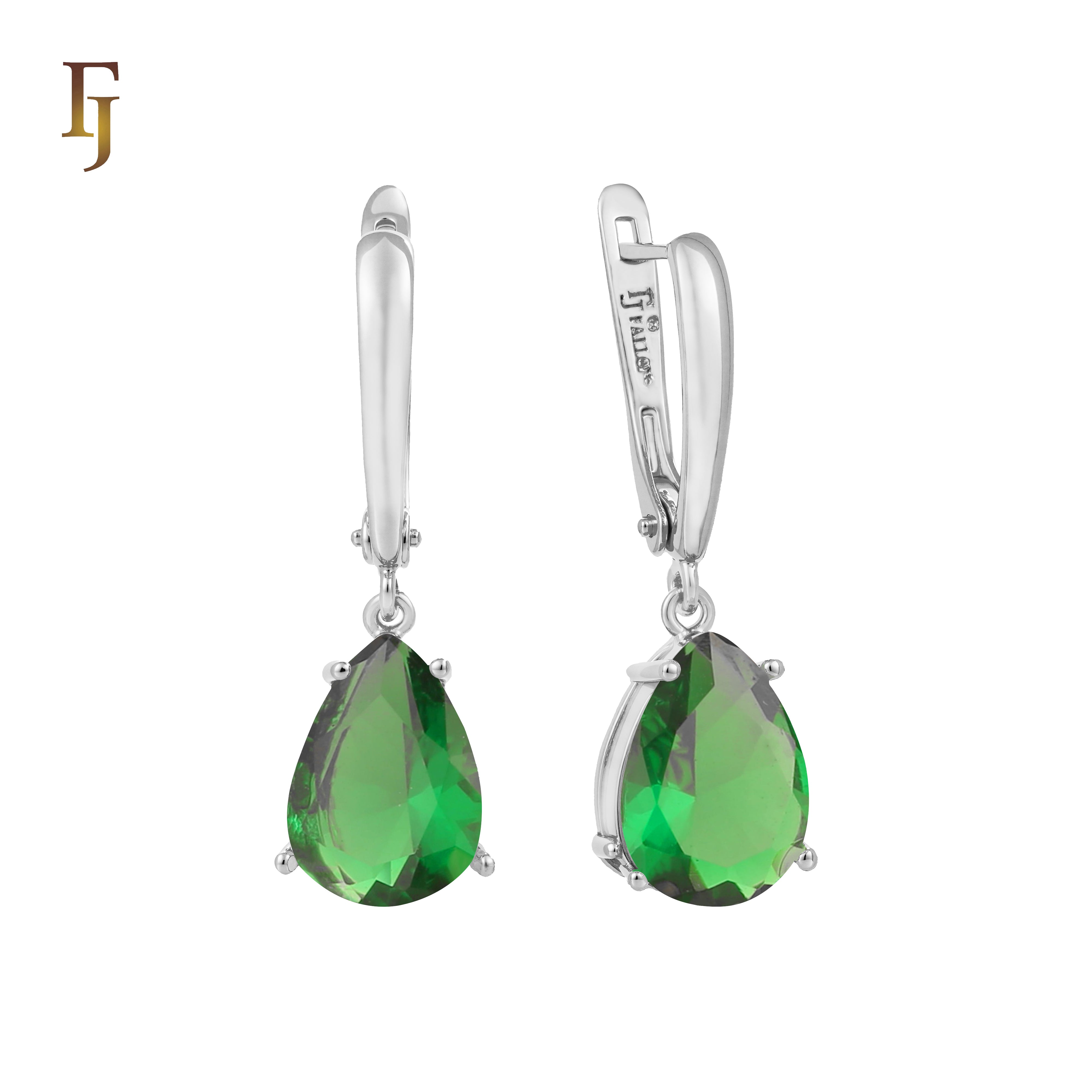 Teardrop Garnet-Red Russian Lock Earrings – Classic Drop Earrings in Gold Finish – FJ Jewelry