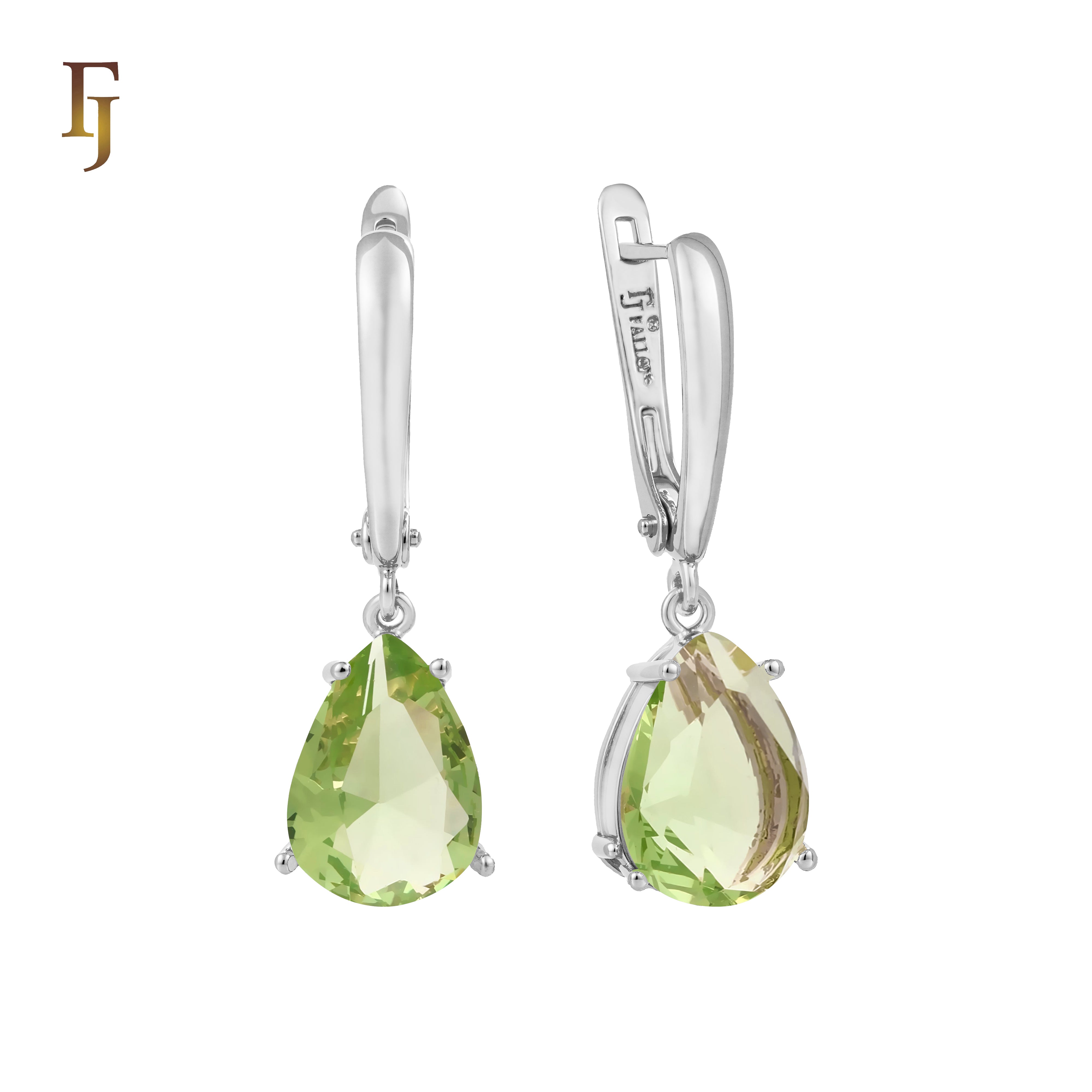 Teardrop Garnet-Red Russian Lock Earrings – Classic Drop Earrings in Gold Finish – FJ Jewelry