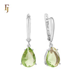 Teardrop Garnet-Red Russian Lock Earrings – Classic Drop Earrings in Gold Finish – FJ Jewelry
