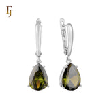 Teardrop Garnet-Red Russian Lock Earrings – Classic Drop Earrings in Gold Finish – FJ Jewelry