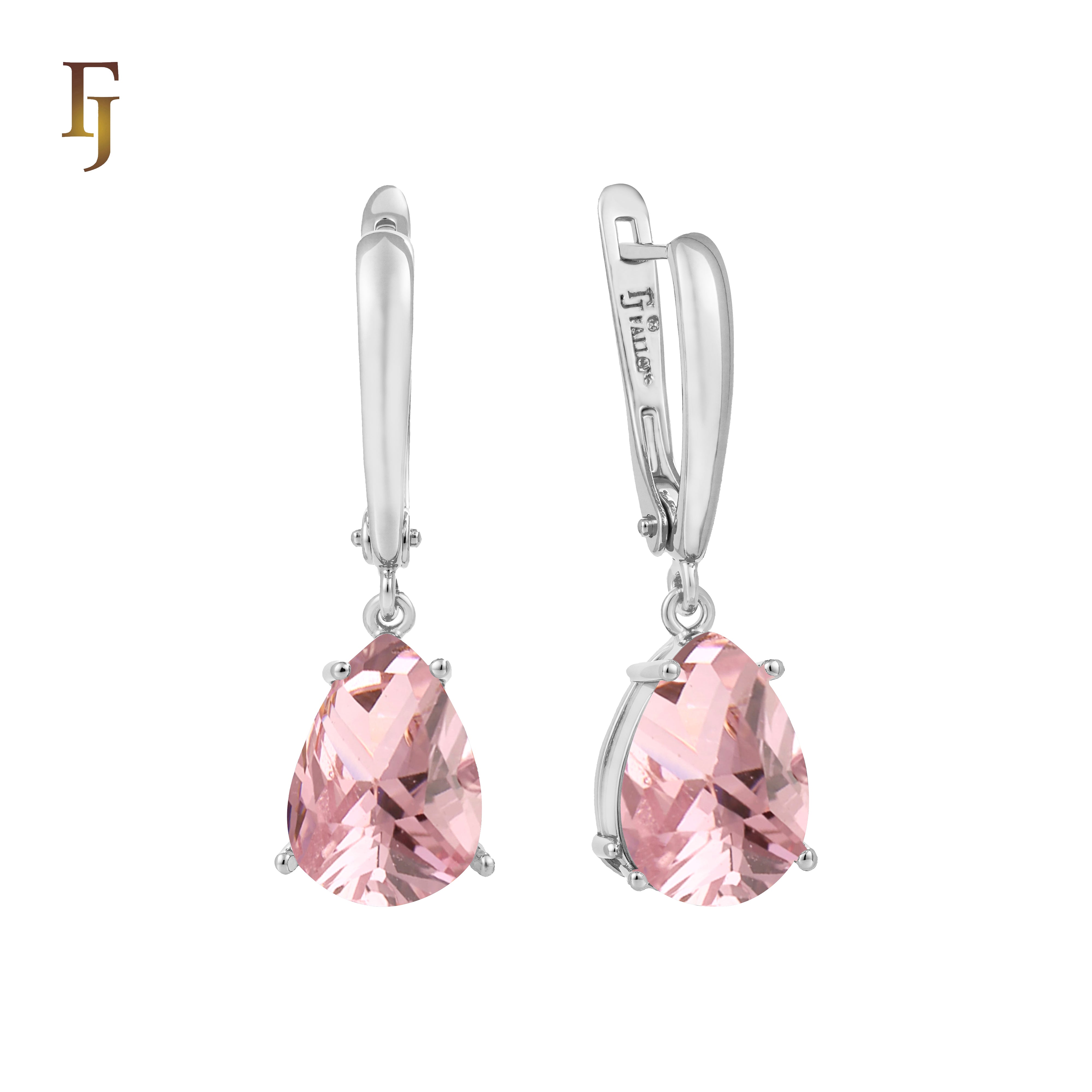 Teardrop Garnet-Red Russian Lock Earrings – Classic Drop Earrings in Gold Finish – FJ Jewelry