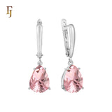 Teardrop Garnet-Red Russian Lock Earrings – Classic Drop Earrings in Gold Finish – FJ Jewelry