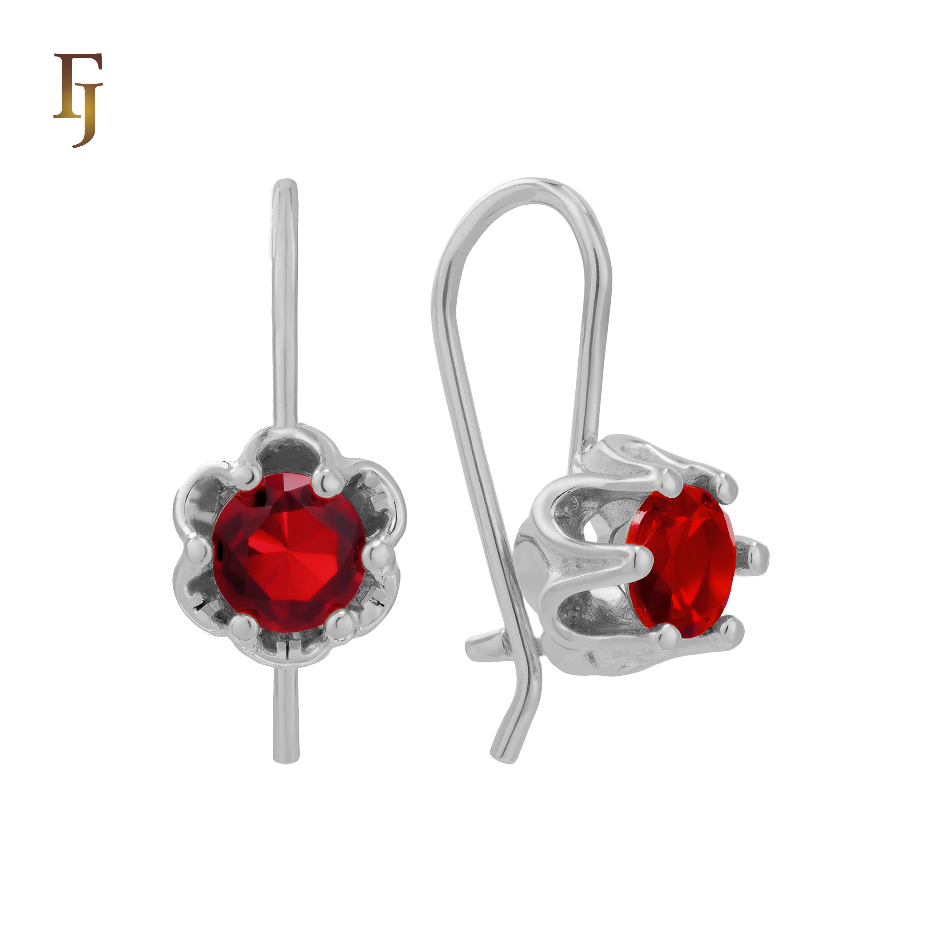 Gold Wire Hook Earrings – Floral Prong CZ Drop Design | Lightweight Dainty Jewelry by FJ