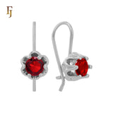 Gold Wire Hook Earrings – Floral Prong CZ Drop Design | Lightweight Dainty Jewelry by FJ