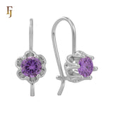 Gold Wire Hook Earrings – Floral Prong CZ Drop Design | Lightweight Dainty Jewelry by FJ