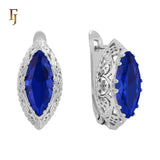 .FJ Oval Horse Eye Marquise shape CZ Earrings for Women Red Blue Green CZ