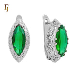 .FJ Oval Horse Eye Marquise shape CZ Earrings for Women Red Blue Green CZ