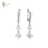 Pendientes de oro blanco y oro rosa con doble circonita blanca