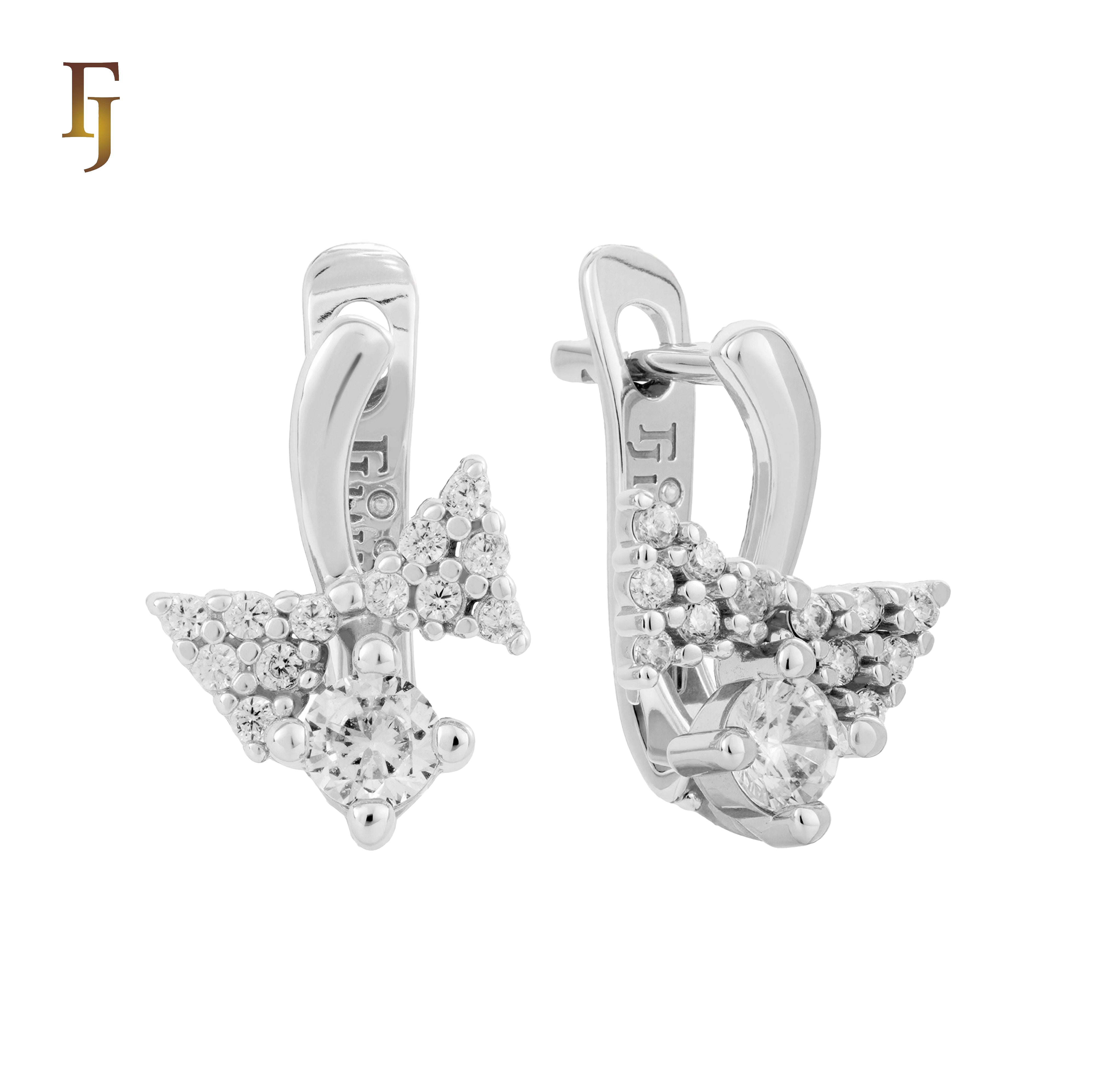 Child Russian Lock Earrings – Rose Gold Bow Design with Sparkling CZ | Safe & Elegant Kids Jewelry by FJ