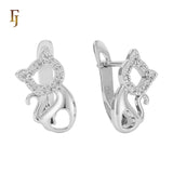Cute Cat-Shaped Rose Gold Earrings with Sparkling Cubic Zirconia – Elegant Animal Jewelry for Women