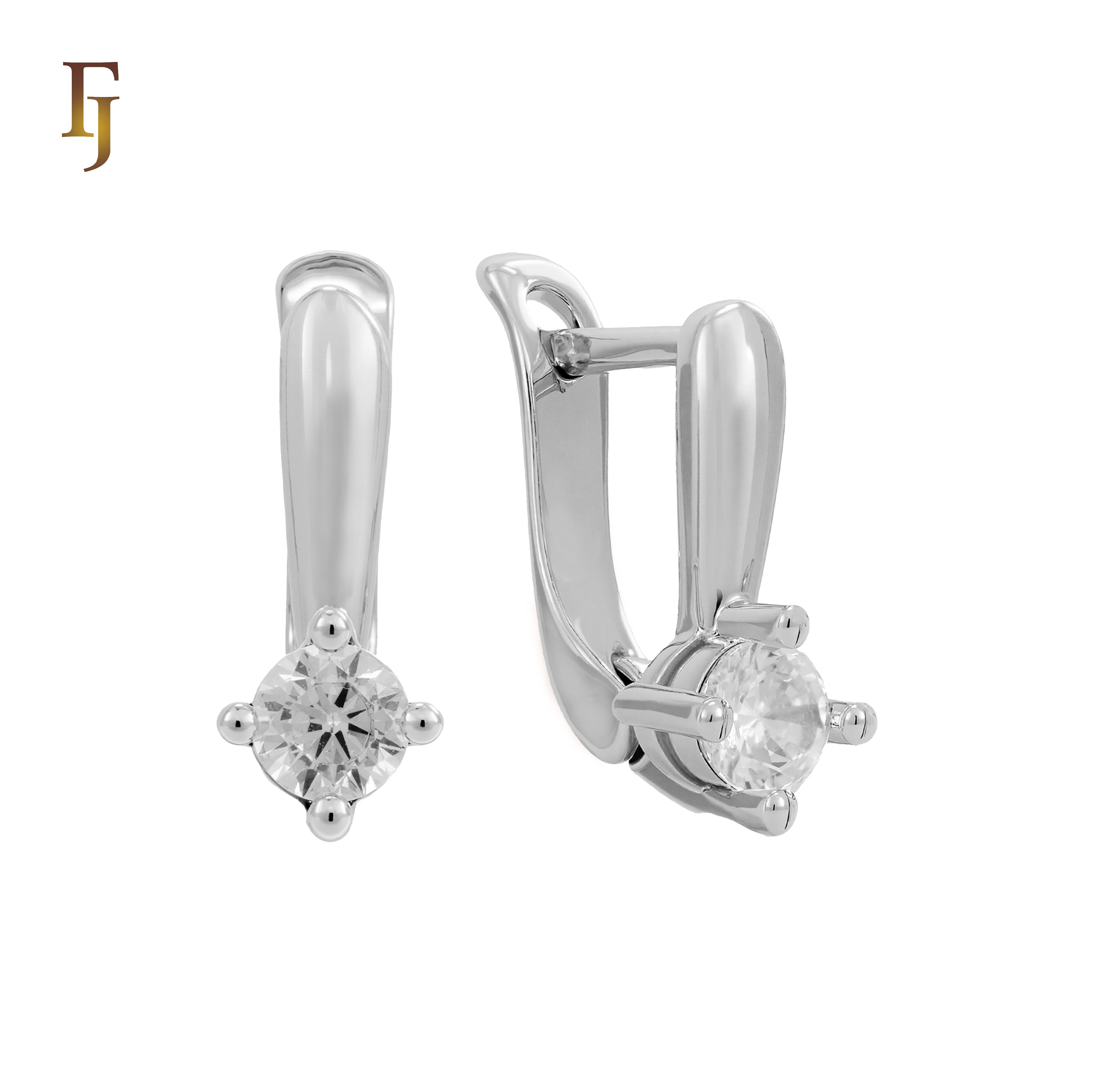 Kids Russian Lock Earrings – Rose Gold Plated CZ Stud Earrings for Girls | Classic 5-Prong Setting by FJ