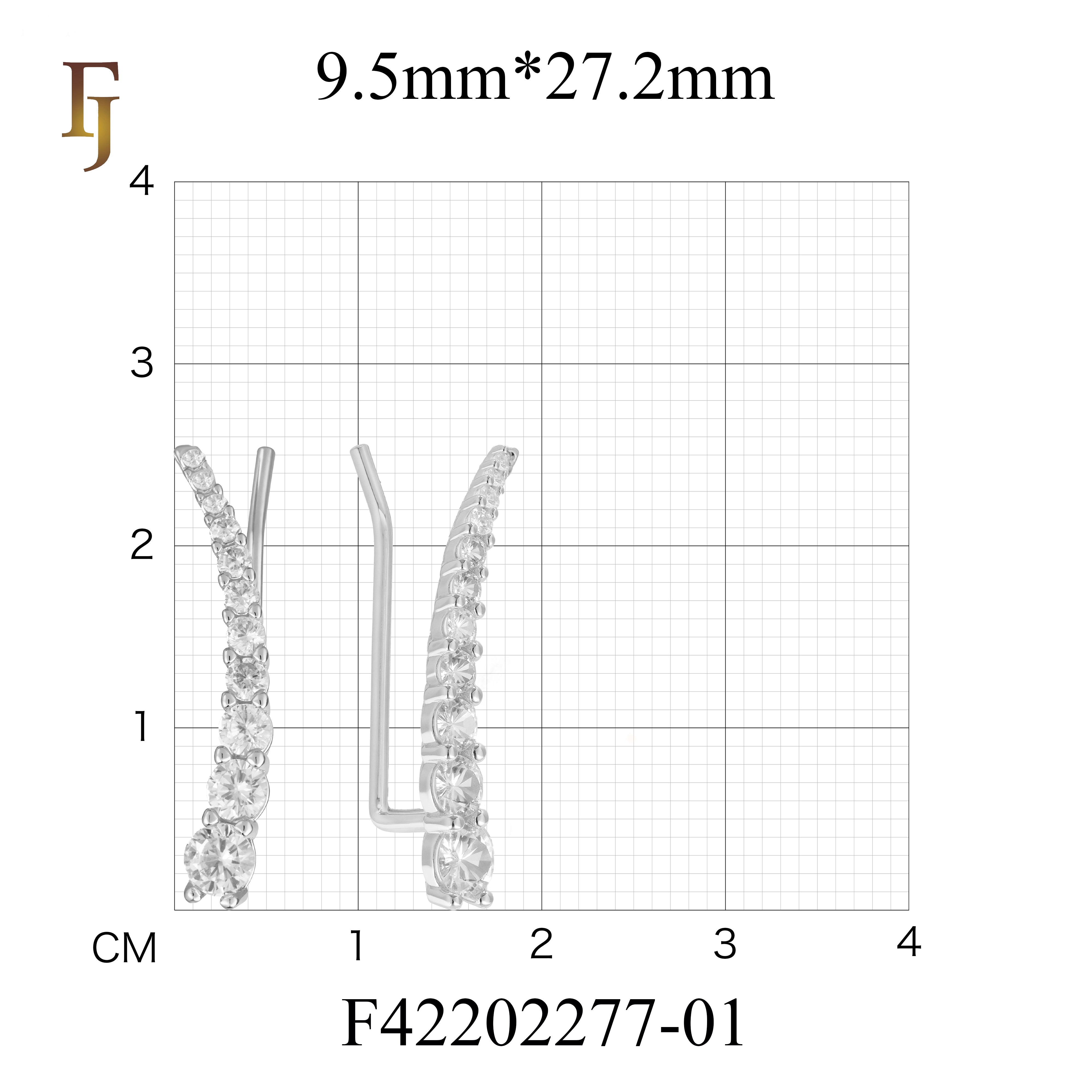 Gold Plated Crawler Earrings – Graduated CZ Ear Climber Curve | Trendy Non-Tarnish Pierced Jewelry by FJ