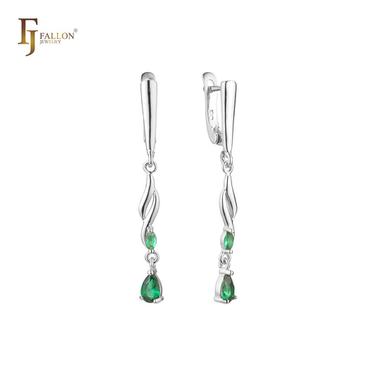 Elegantes pendientes de oro rosa de 14 quilates con esmeralda en racimo