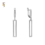 Gold Long Geometric Drop Earrings with CZ Accents – Elegant Dangle Earrings for Women – FJ Jewelry