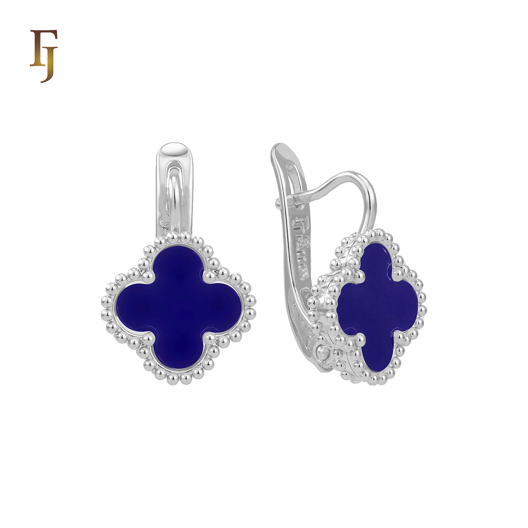 🔥 Rose Gold Russian Lock Earrings – Colorful Clover Enamel with Beaded Frame | Classic Non-Tarnish Jewelry by FJ