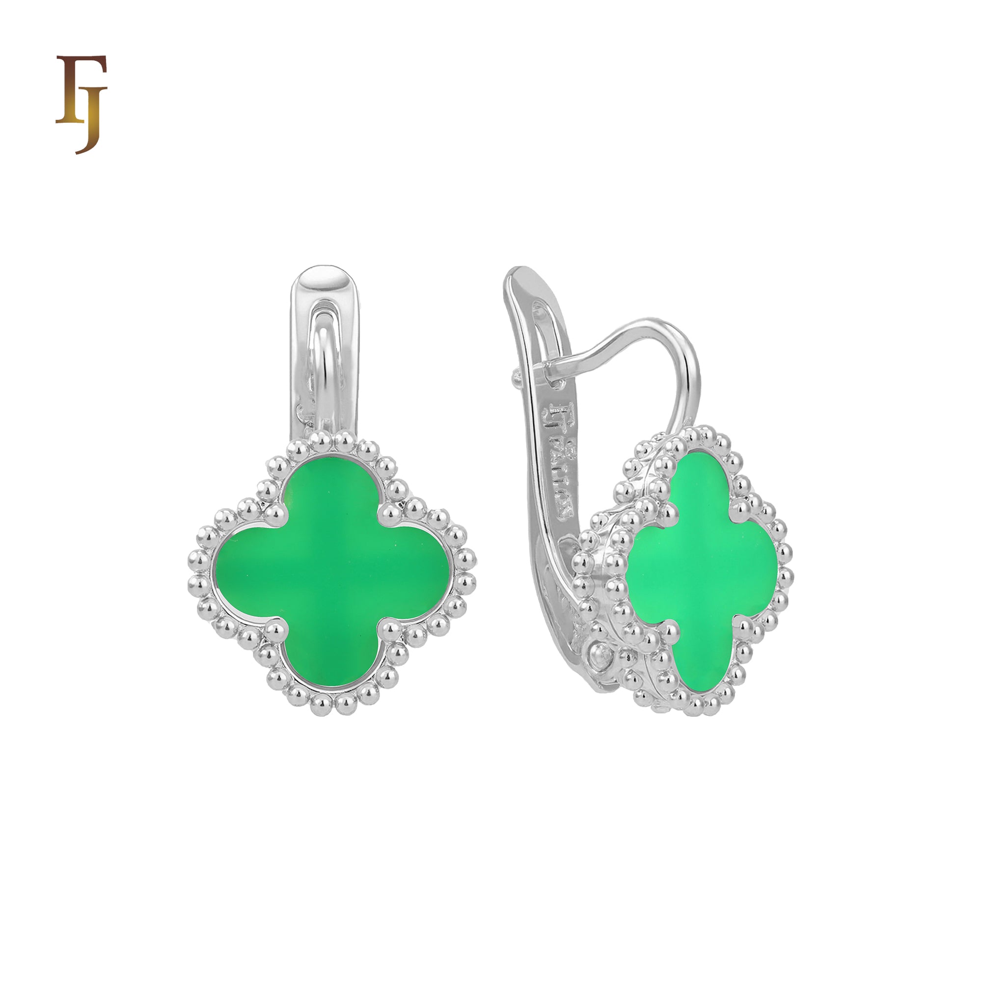 🔥 Rose Gold Russian Lock Earrings – Colorful Clover Enamel with Beaded Frame | Classic Non-Tarnish Jewelry by FJ