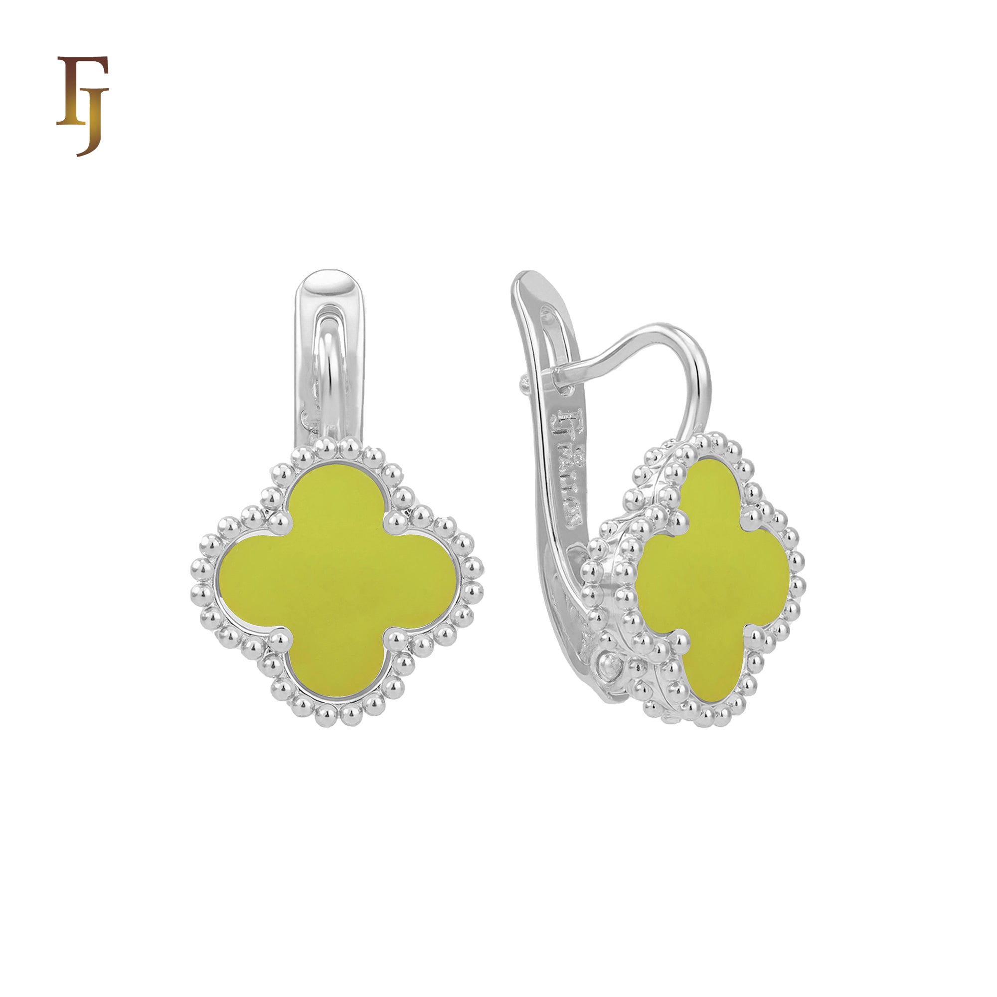 🔥 Rose Gold Russian Lock Earrings – Colorful Clover Enamel with Beaded Frame | Classic Non-Tarnish Jewelry by FJ