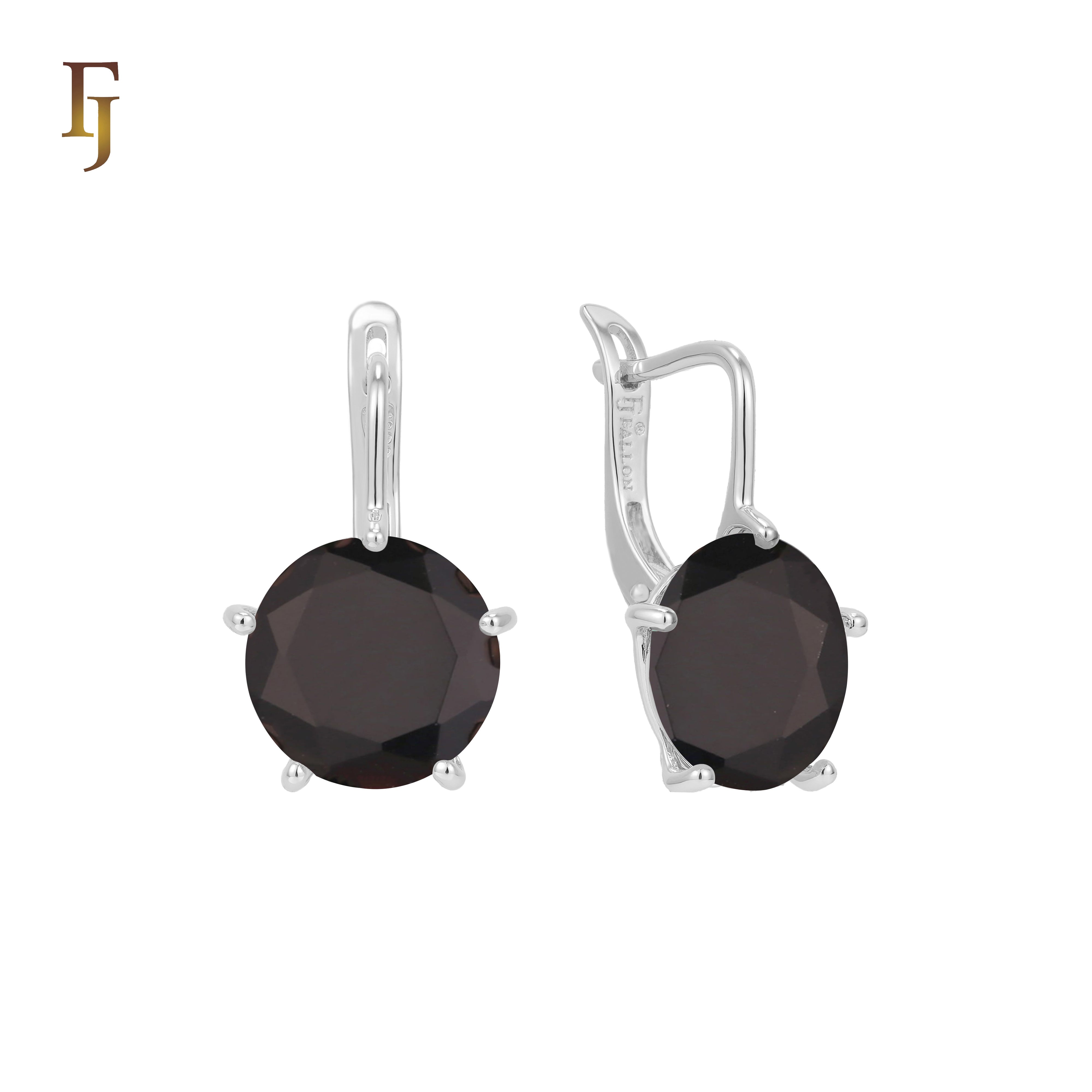 Gold Russian Lock Earrings – Round Light Purple CZ Four-Prong Drop | Minimalist Non-Tarnish Jewelry by FJ