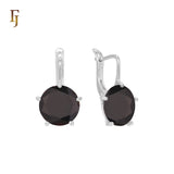 Gold Russian Lock Earrings – Round Light Purple CZ Four-Prong Drop | Minimalist Non-Tarnish Jewelry by FJ