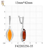 🔥 Gold Russian Lock Earrings – Orange Marquise CZ Drop with Minimalist Open Frame | Elegant Non-Tarnish Jewelry by FJ