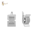 Open Wide cluster white CZs 14K Gold, Rose Gold, White Gold earrings