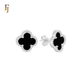 🔥 Lucky black clover Rose Gold stud earrings