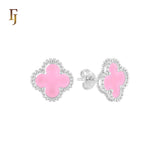 🔥 Lucky black clover Rose Gold stud earrings