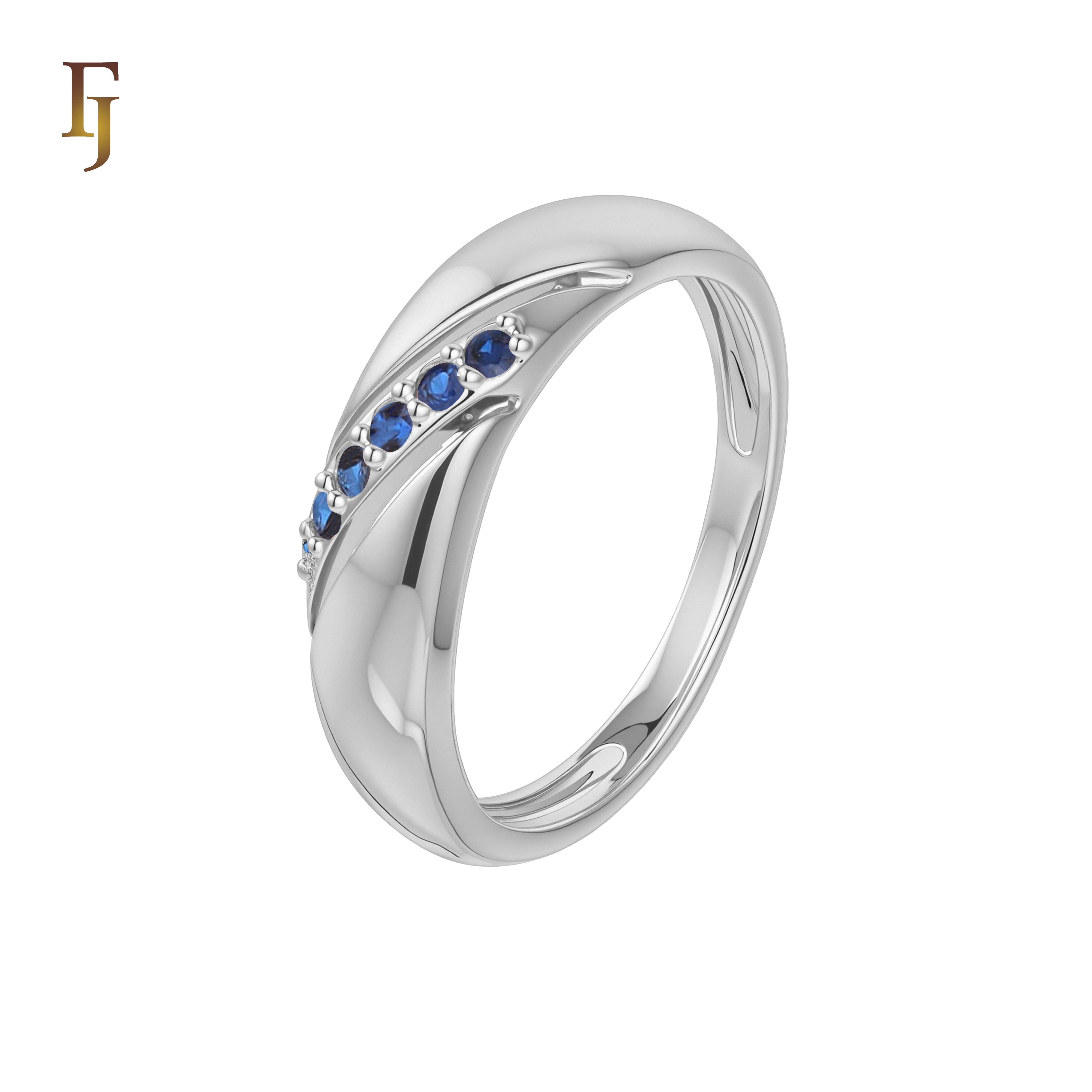 Gold Plated CZ Band Ring for Women – 14K Yellow Gold Twist Design, 4.8mm Wide | FJ Jewelry 53200023-01