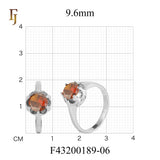 Elegant Silver Ring with Round Orange CZ in Floral Prong Setting – FJ Jewelry
