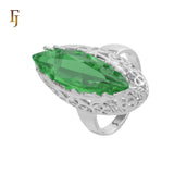 Gold Marquise Red Crystal Ring for Women – Large Statement Cocktail Ring with Filigree Detail – FJ Jewelry