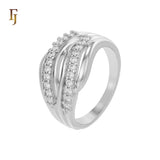 Rose Gold Plated Interwoven Ring with Dual Rows of CZ Stones