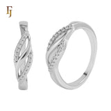 Twisted Gold Plated Ring with Double Row CZ Accents Elegant Crossover Design