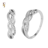 Rose Gold Twist Women’s Ring – Interwoven Band with CZ Accents for Elegant Daily Wear