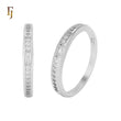 Slim Gold Plated Women’s Ring – Baguette & Round CZ Band for Stacking or Minimalist Wear
