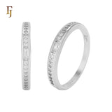 Slim Gold Plated Women’s Ring – Baguette & Round CZ Band for Stacking or Minimalist Wear