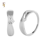 Rose Gold Wave Solitaire Ring with Round CZ – Elegant Promise Ring for Women | FJ Fallon Jewelry