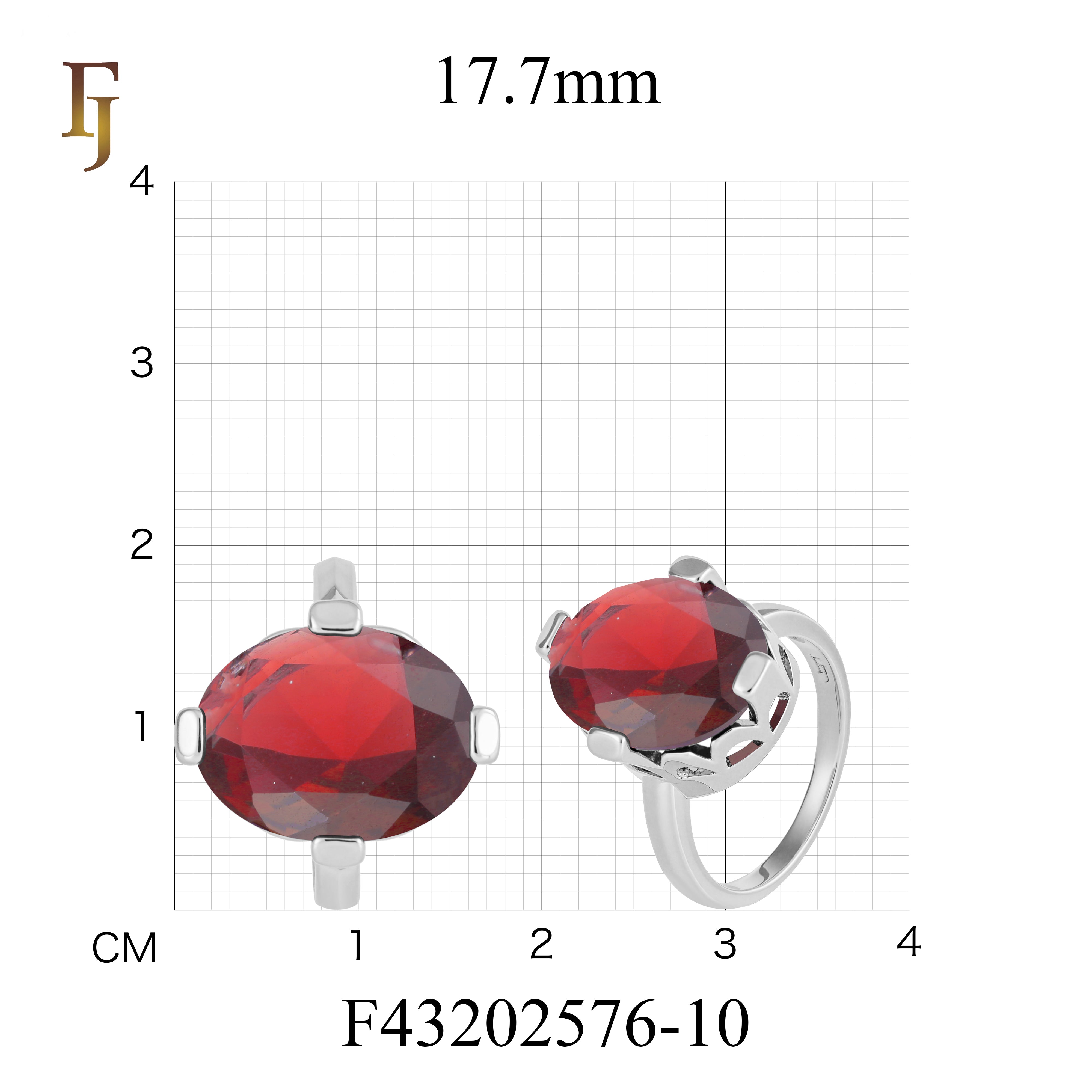 Silver Oval Solitaire Ring with Red CZ – FJ Jewelry