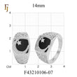 Islamic Crescent Star Black Onyx Ring for Men – Muslim Brass Signet Ring – FJ Jewelry