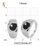 Islamic Crescent Star Black Onyx Ring for Men – Muslim Brass Signet Ring – FJ Jewelry
