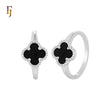 🔥 Minimalism Elegant Black or white Clover design White Gold Fashion Rings