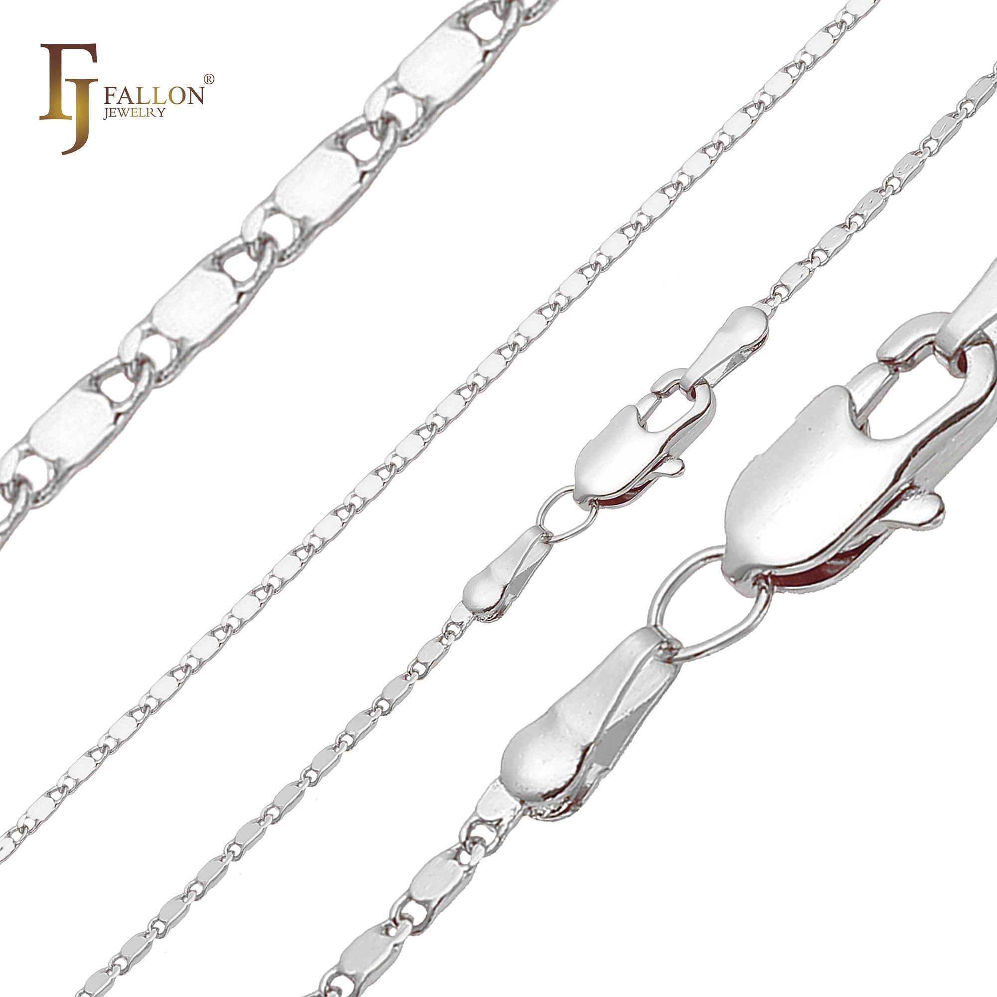 Correntes finas polidas com elos de caracol folheadas a ouro 14K, ouro rosa