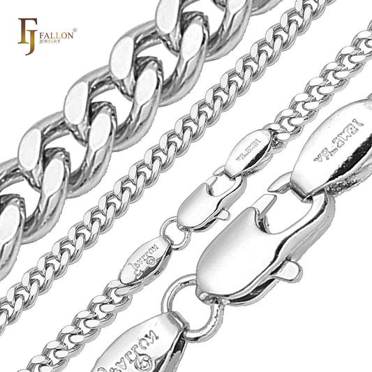 .Classic Miami Style SF [Surface Flatten] Cuban link chains plated in silver