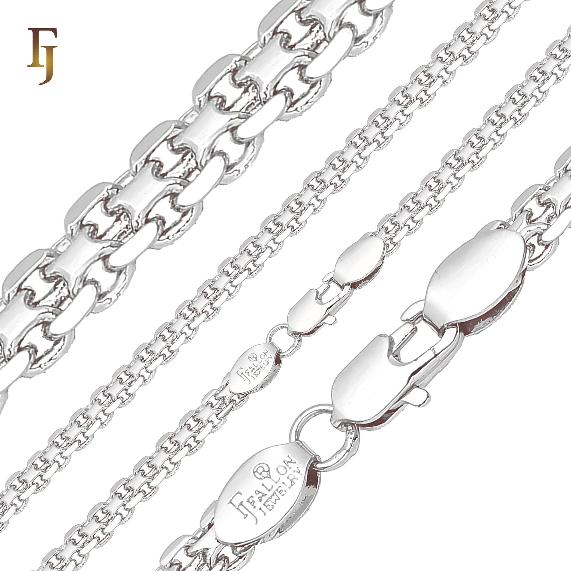 .Bismarck weaving anchor double link chains plated in White Gold