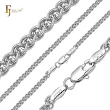 Eslabón de cable de cadenas de trigo Spiga chapado en oro de 14 quilates, oro rosa y oro blanco